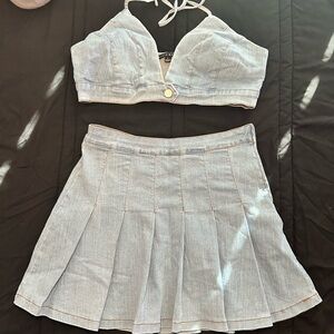 Denim Blue Skirt Set